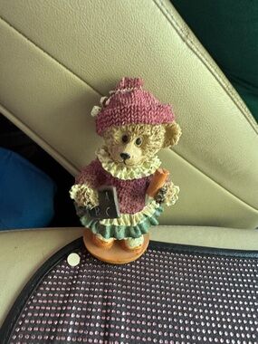 5.75” Cute Schoolgirl Bear Figurine in Pink and Cream